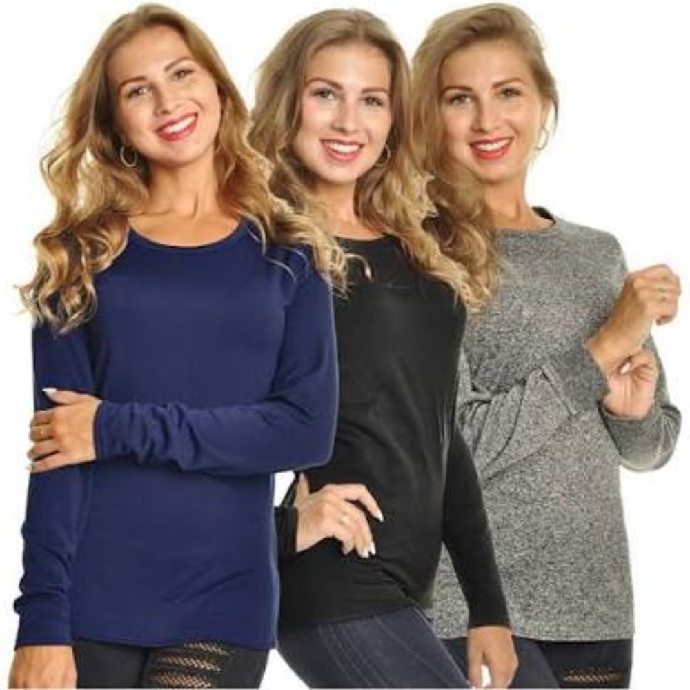 3 PK ANGELINA WOMEN'S LONG SLEEVED THERMAL TOPS